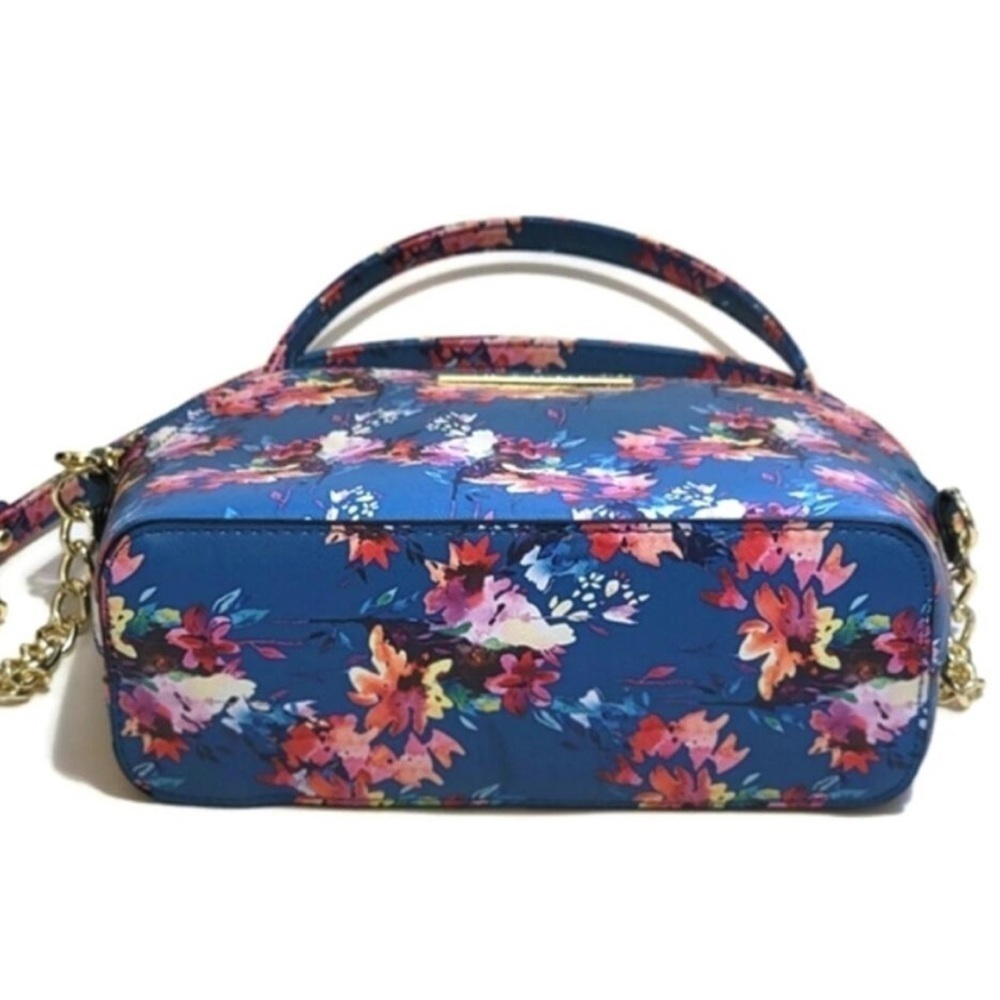 NWT Steve Madden BMaggie Floral Blue Gold Chain Crossbody Bag Purse - Picture 5 of 10